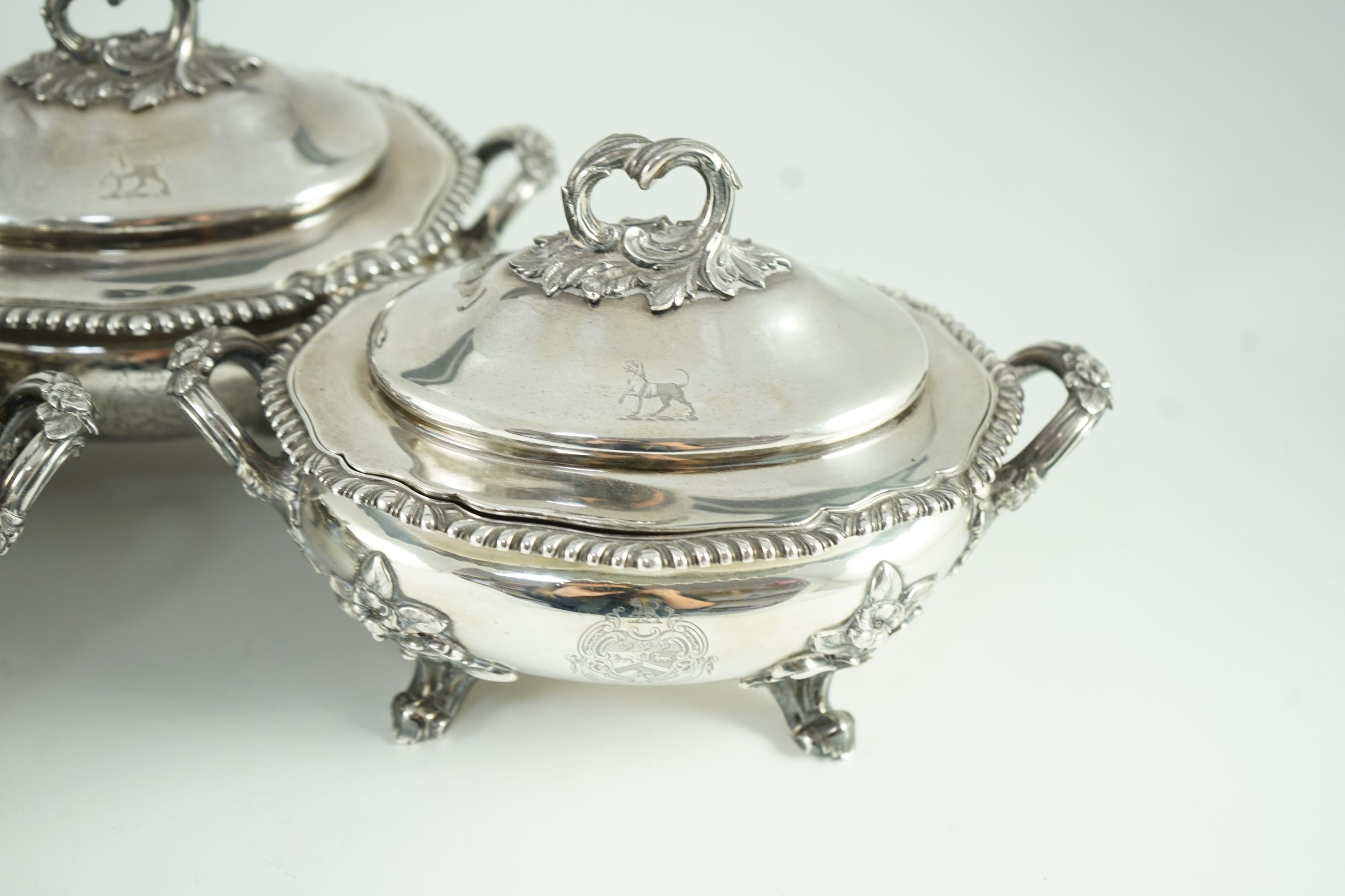 A good set of four Victorian silver two handled oval sauce tureens and covers, by Edward & John Barnard